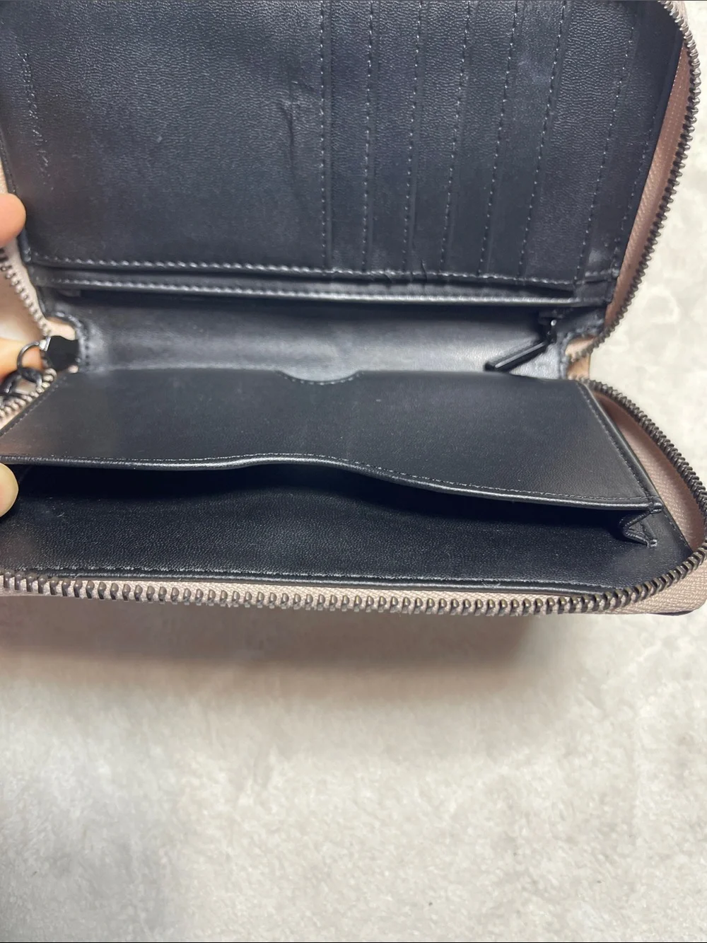 Rebecca Minkoff Regan Taupe Pebbled Leather Wristlet Wallet
